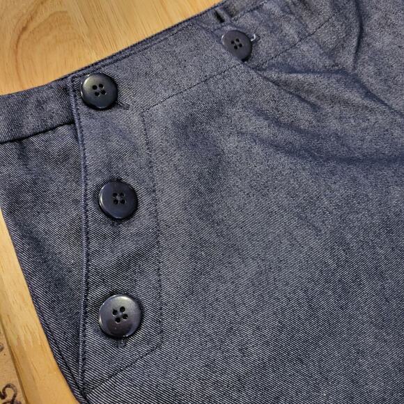 Express Stretch Blue Sailor Pants Wide Let Button Pocket 9/10 Denim 30" Waist - Picture 1 of 12